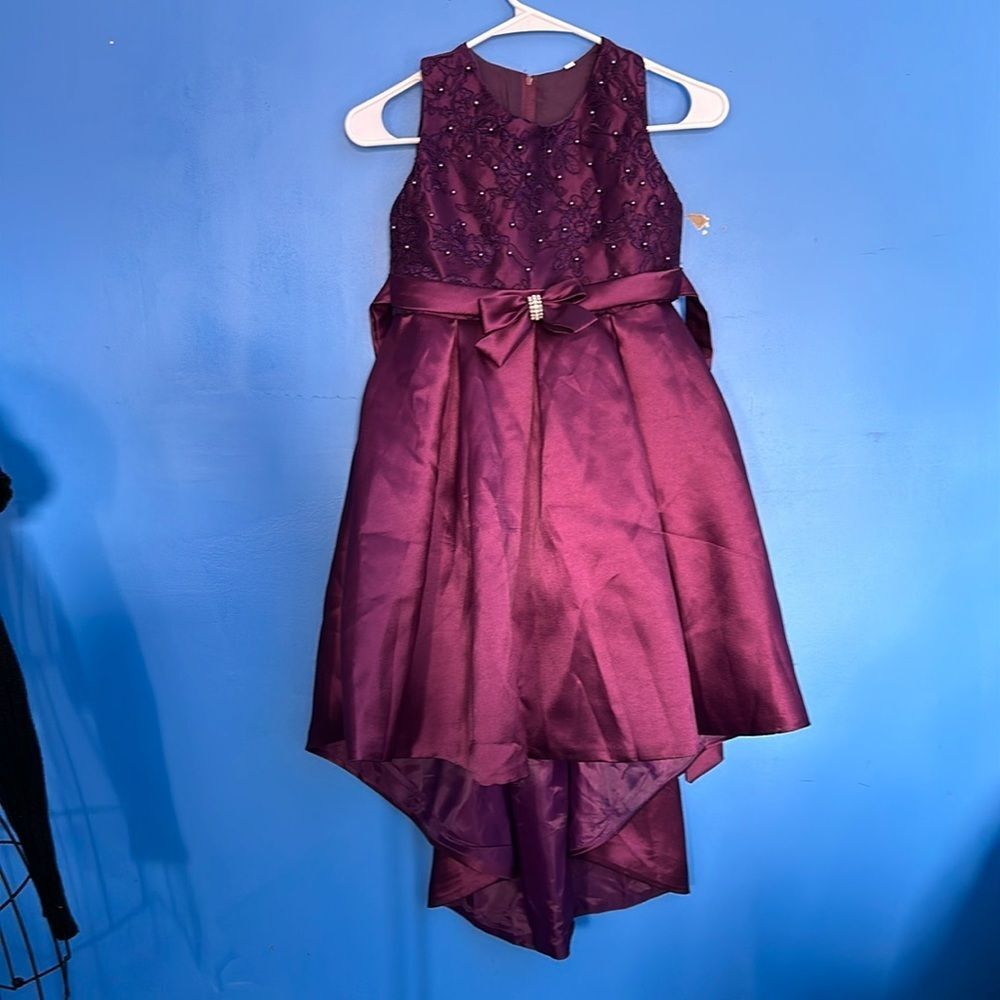 Dark Purple Sleeveless Dip Hem Dress Size 12 Elegant High Low Party Evening
